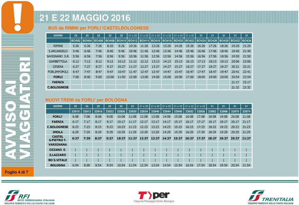 FORLIMPOPOLI 6:47 7:47 8:47 9:47 10:47 11:47 12:47 FORLI 7:00 8:00 9:00 10:00 11:00 12:00 13:00 FAENZA C.