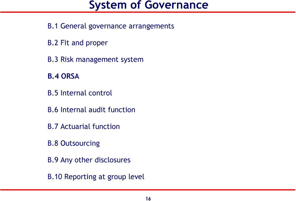 5 Internal control B.6 Internal audit function B.