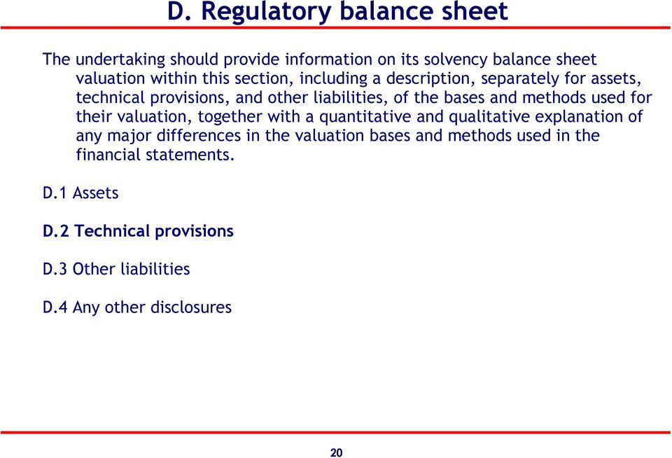 used for their valuation, together with a quantitative and qualitative explanation of any major differences in the valuation