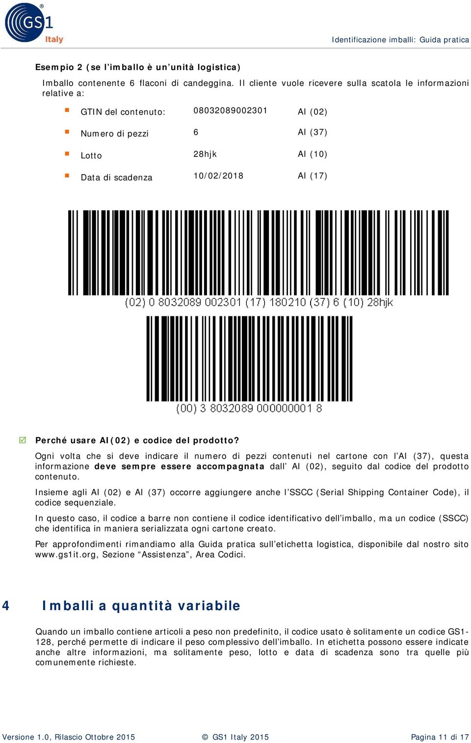 usare AI(02) e codice del prodotto?