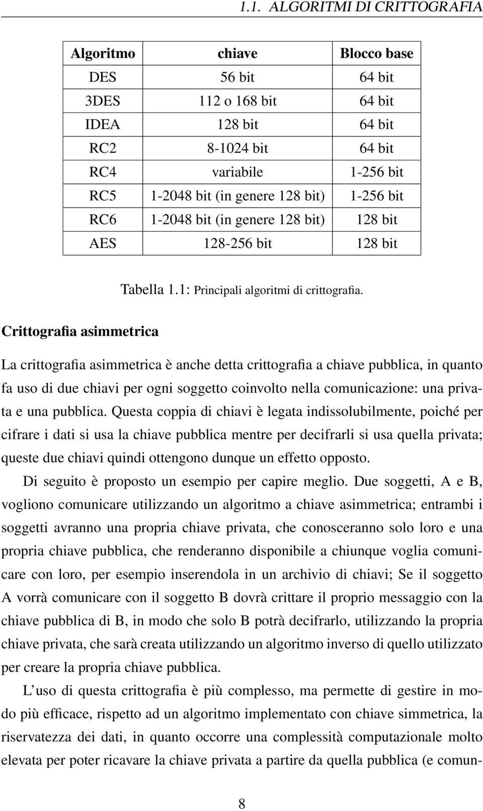 Crittografia asimmetrica La crittografia asimmetrica è anche detta crittografia a chiave pubblica, in quanto fa uso di due chiavi per ogni soggetto coinvolto nella comunicazione: una privata e una