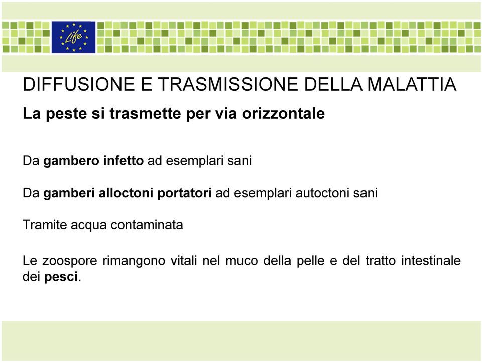 portatori ad esemplari autoctoni sani Tramite acqua contaminata Le