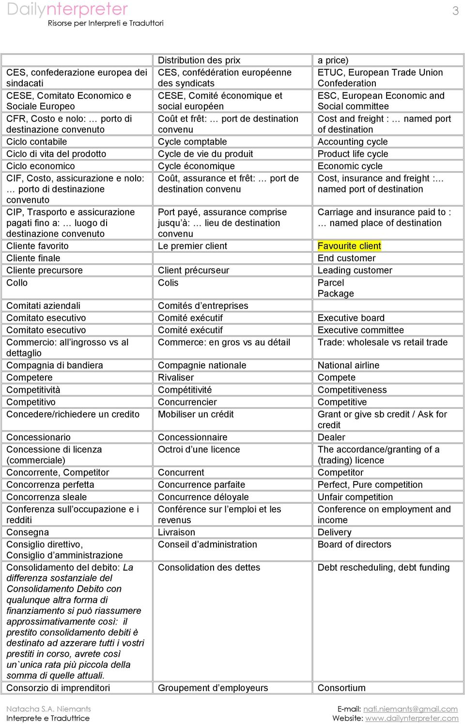 convenu Cost and freight : named port of destination Ciclo contabile Cycle comptable Accounting cycle Ciclo di vita del prodotto Cycle de vie du produit Product life cycle Ciclo economico Cycle