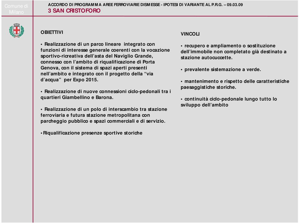 l ambito di riqualificazione di Porta Genova, con il sistema di spazi aperti presenti nell ambito e integrato con il progetto della via d acqua per Expo 2015.