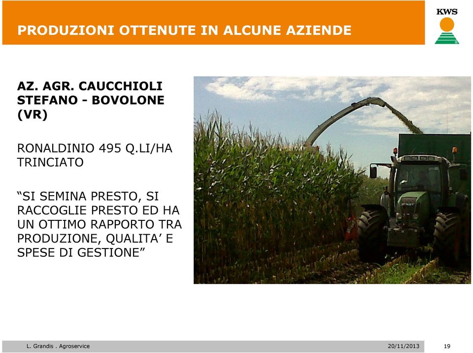 LI/HA TRINCIATO SI SEMINA PRESTO, SI RACCOGLIE PRESTO ED HA UN