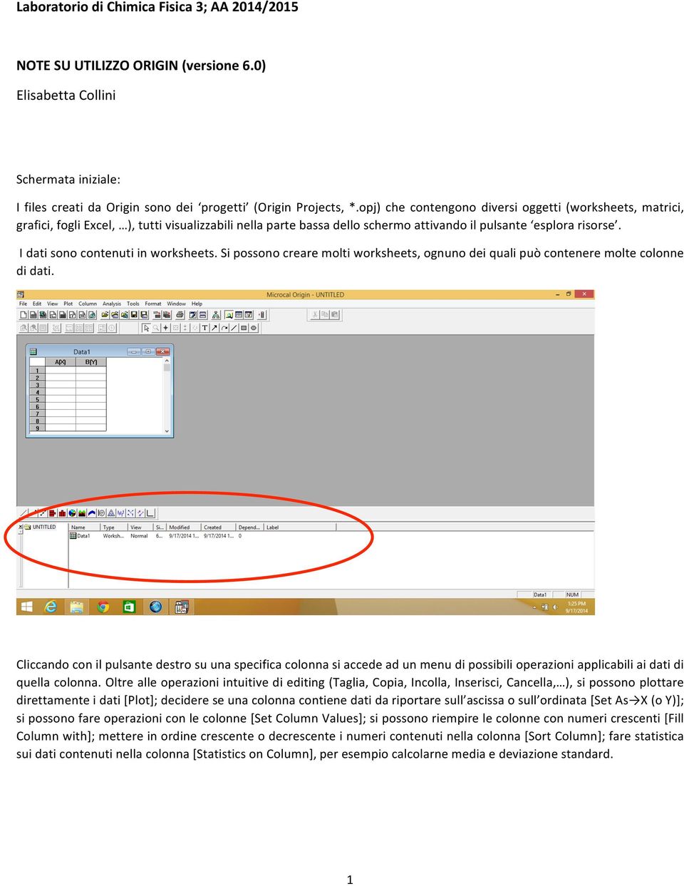 I dati sono contenuti in worksheets. Si possono creare molti worksheets, ognuno dei quali può contenere molte colonne di dati.