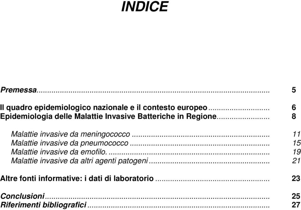 .. 11 Malattie invasive da pneumococco... 15 Malattie invasive da emofilo.