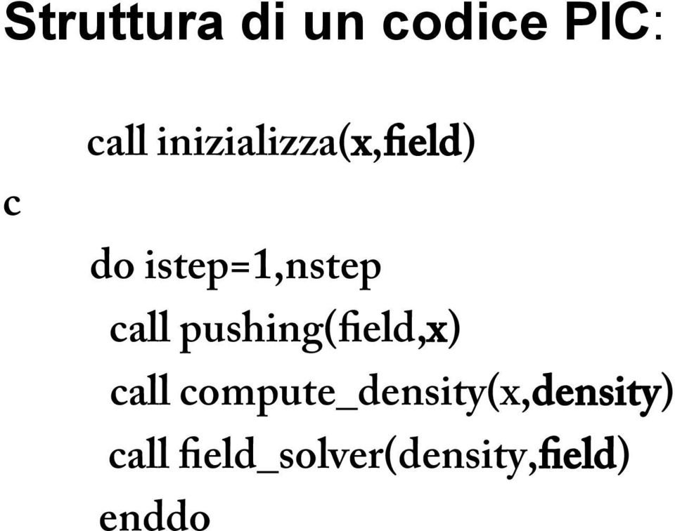 call pushing(field,x) call