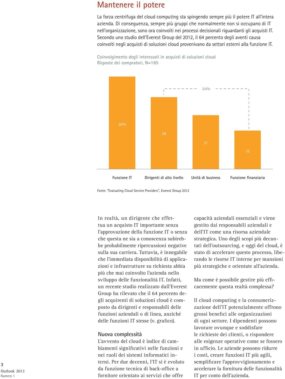 Secondo uno studio dell Everest Group del 2012, il 64 percento degli aventi causa coinvolti negli acquisti di soluzioni cloud provenivano da settori esterni alla funzione IT.