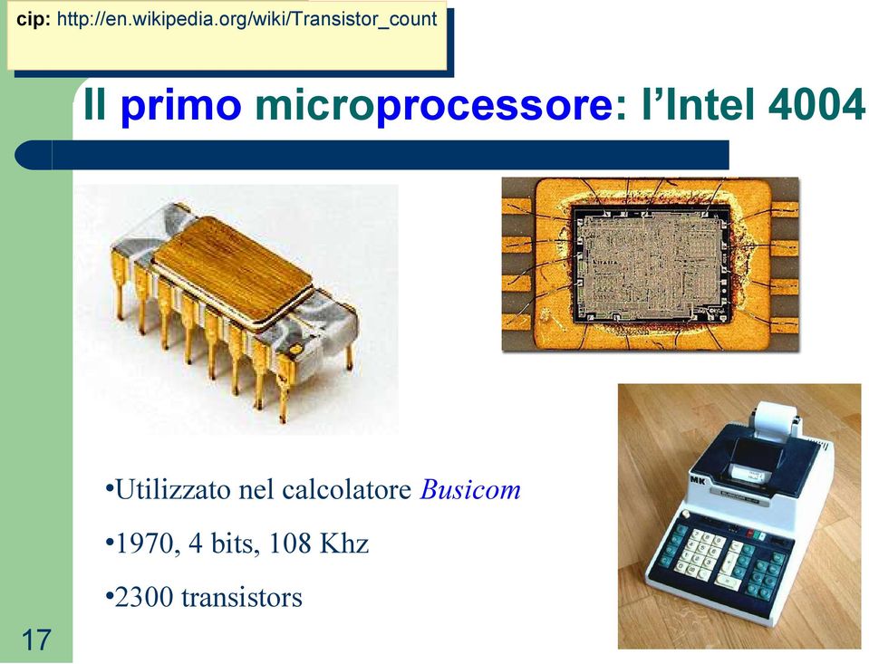 org/wiki/transistor_count Il primo microprocessore: l