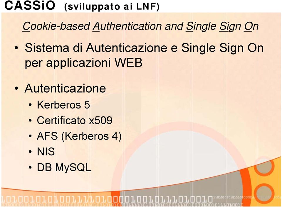 Autenticazione e Single Sign On per applicazioni WEB