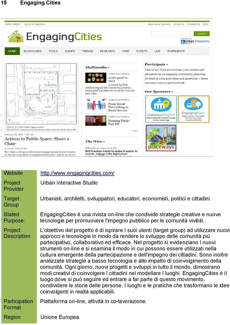 . L'obiettivo del progetto è di ispirare I suoi utenti (target group) ad utilizzare nuovi approcci e tecnologie in modo da rendere lo sviluppo delle comunità più partecipativo, collaborativo ed