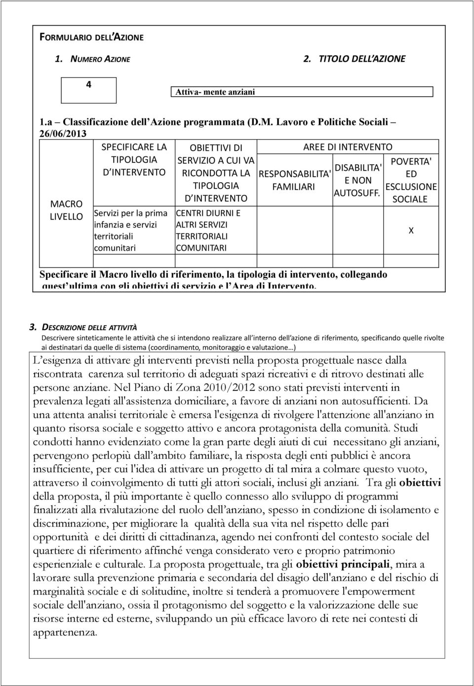 ALTRI SERVIZI TERRITORIALI COMUNITARI RESPONSABILITA' FAMILIARI DISABILITA' E NON AUTOSUFF.