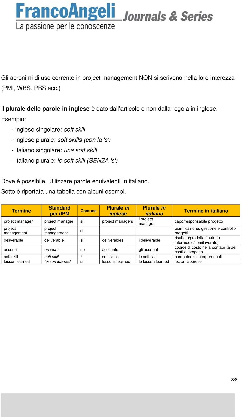 parole equivalenti in italiano. Sotto è riportata una tabella con alcuni esempi.