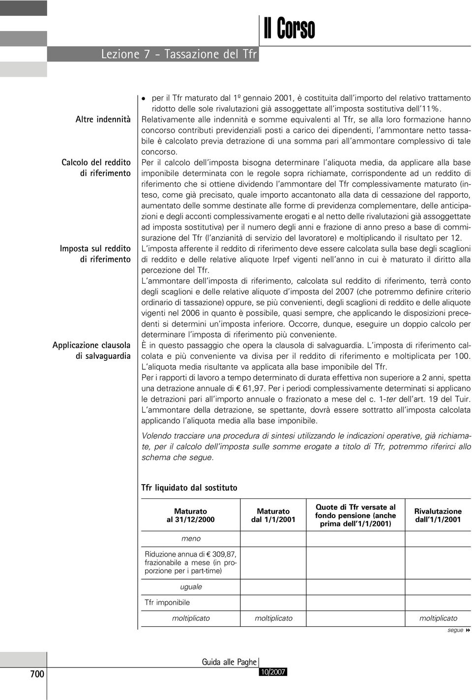 Relativamente alle indennità e somme equivalenti al Tfr, se alla loro formazione hanno concorso contributi previdenziali posti a carico dei dipendenti, l ammontare netto tassabile è calcolato previa