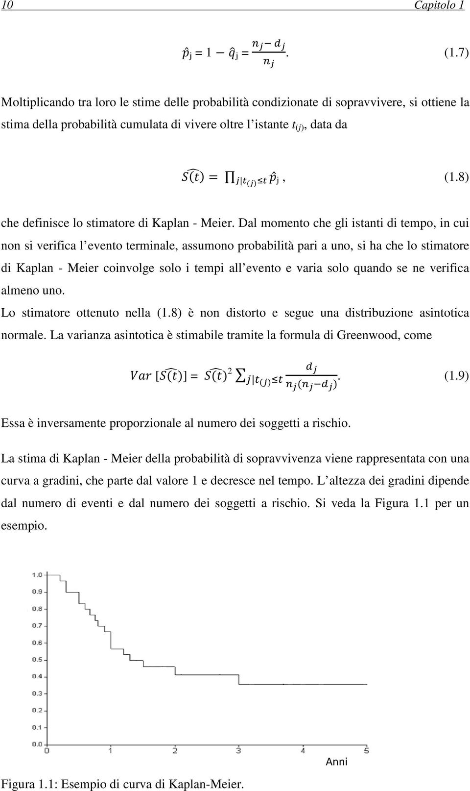 8) che definisce lo stimatore di Kaplan - Meier.