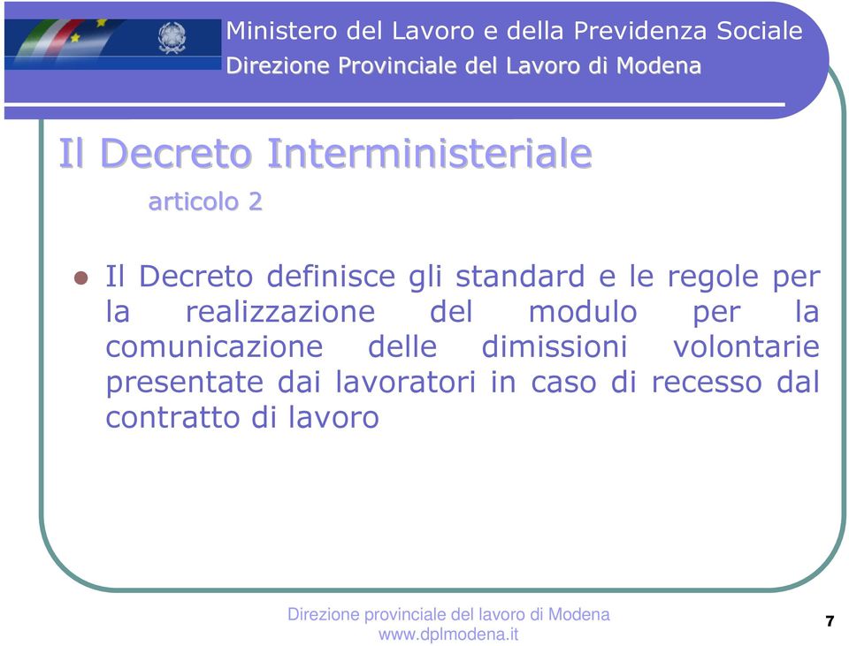 modulo per la comunicazione delle dimissioni volontarie