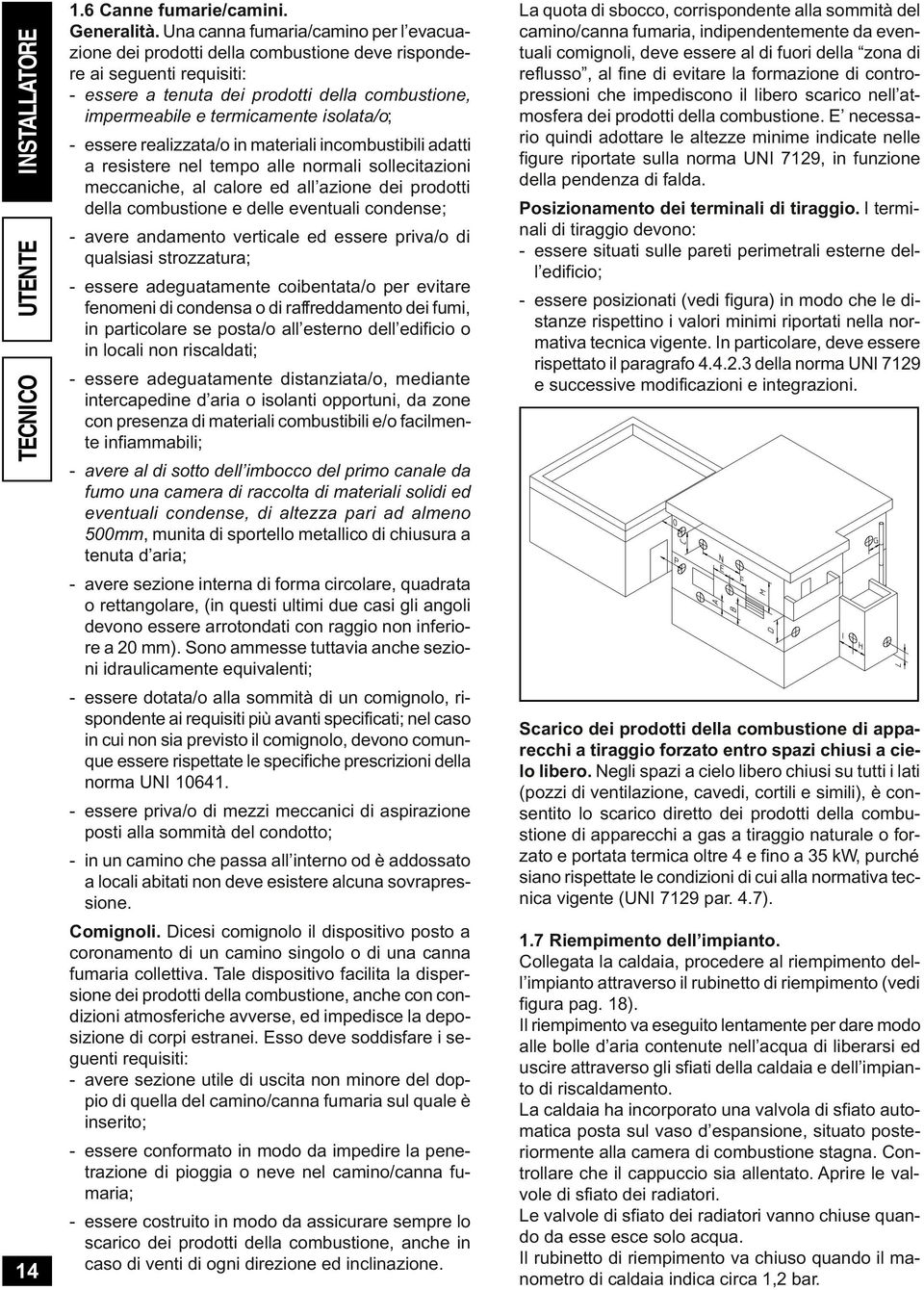 matriali incombustibili adatti a rsistr nl tmpo all normali sollcitazioni mccanich, al calor d all azion di prodotti dlla combustion dll vntuali condns; - avr andamnto vrtical d ssr priva/o di