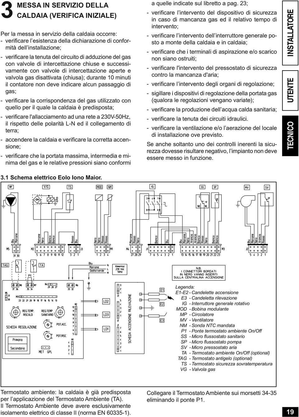 - vrificar la corrispondnza dl gas utilizzato con qullo pr il qual la caldaia è prdisposta; - vrificar l'allacciamnto ad una rt a 230V-50Hz, il risptto dll polarità L-N d il collgamnto di trra; -