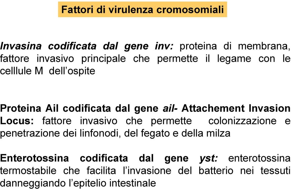 fattore invasivo che permette colonizzazione e penetrazione dei linfonodi, del fegato e della milza Enterotossina