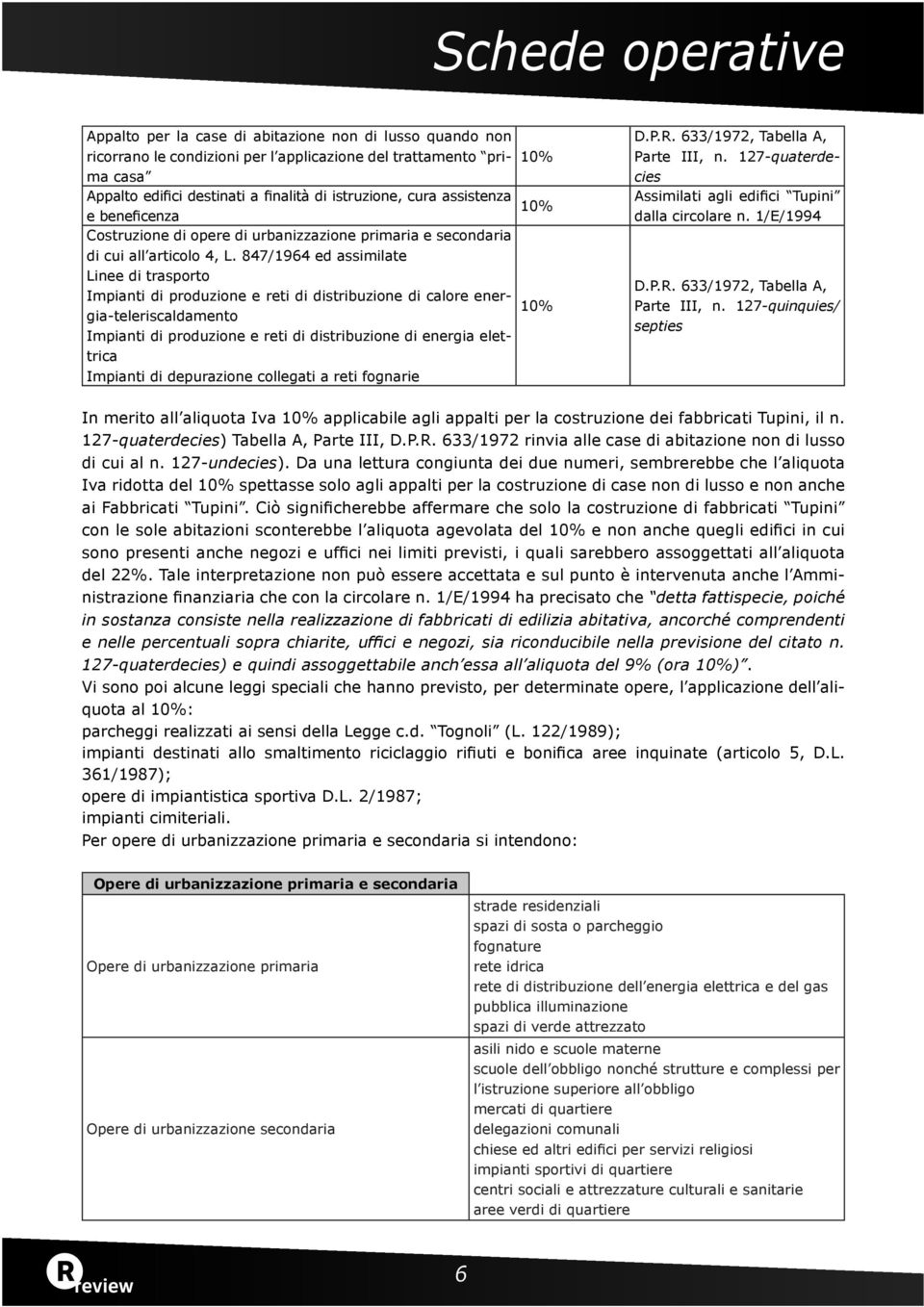 847/1964 ed assimilate Linee di trasporto Impianti di produzione e reti di distribuzione di calore energia-teleriscaldamento Impianti di produzione e reti di distribuzione di energia elettrica