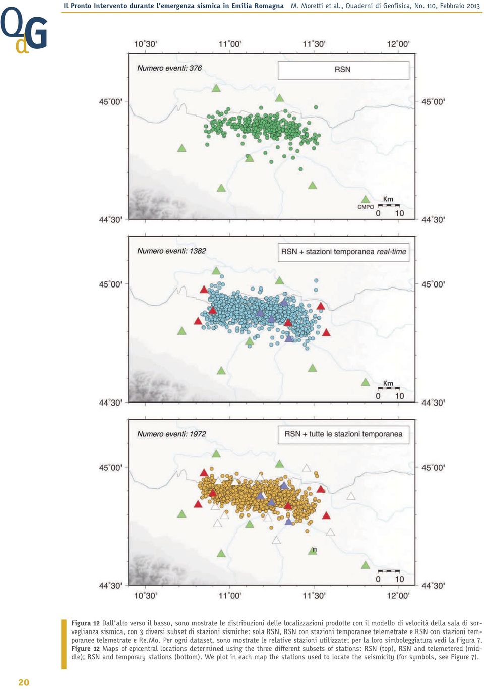 Per ogni dataset, sono mostrate le relative stazioni utilizzate; per la loro simboleggiatura vedi la Figura 7.