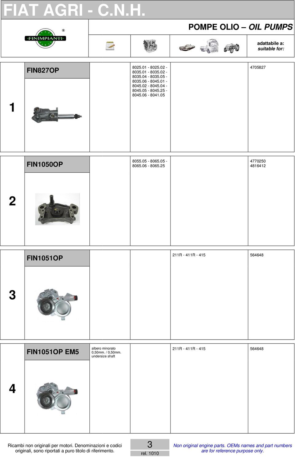 25 4770250 48642 2 FIN05OP 2R - 4R - 45 564648 3 FIN05OP EM5 albero minorato 0,50mm.