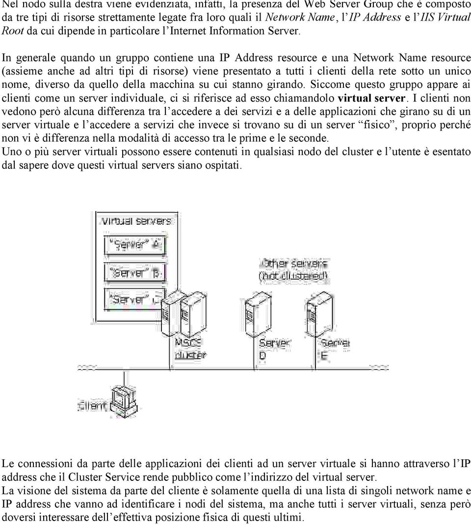 In generale quando un gruppo contiene una IP Address resource e una Network Name resource (assieme anche ad altri tipi di risorse) viene presentato a tutti i clienti della rete sotto un unico nome,