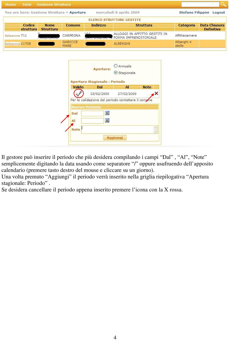 cliccare su un giorno).