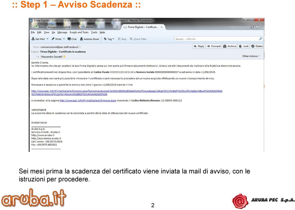 certificato viene inviata la mail