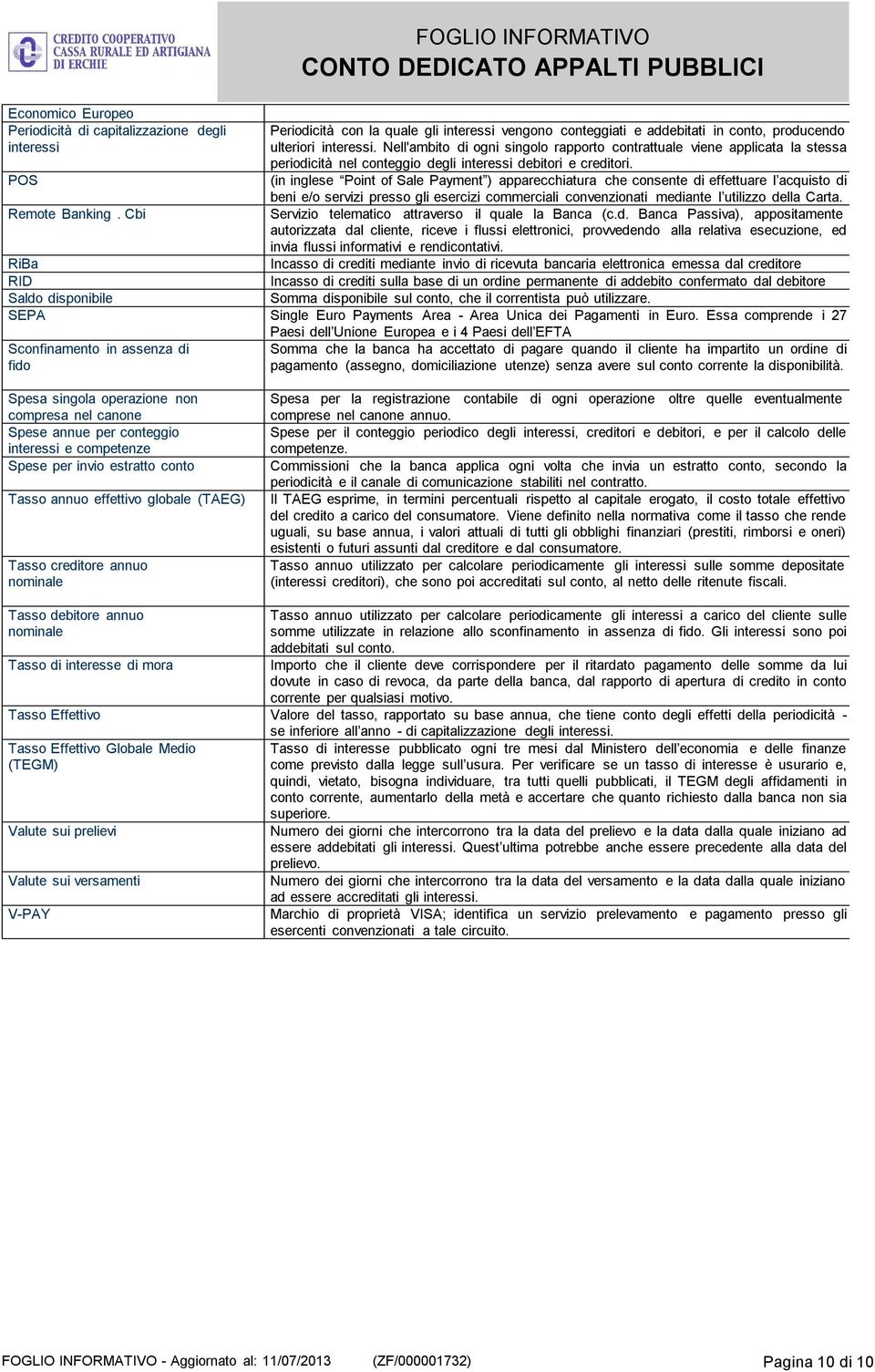 Nell'ambito di ogni singolo rapporto contrattuale viene applicata la stessa periodicità nel conteggio degli interessi debitori e creditori.