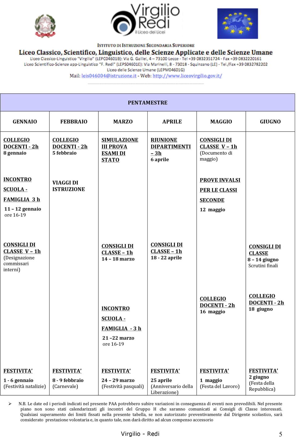 CLASSE 8 14 giugno Scrutini finali INCONTRO SCUOLA - 16 maggio 18 giugno FAMIGLIA - 3 h 21 22 marzo ore 16-19 1-6 gennaio (Festività natalizie) 8-9 febbraio (Carnevale) 24 29 marzo (Festività