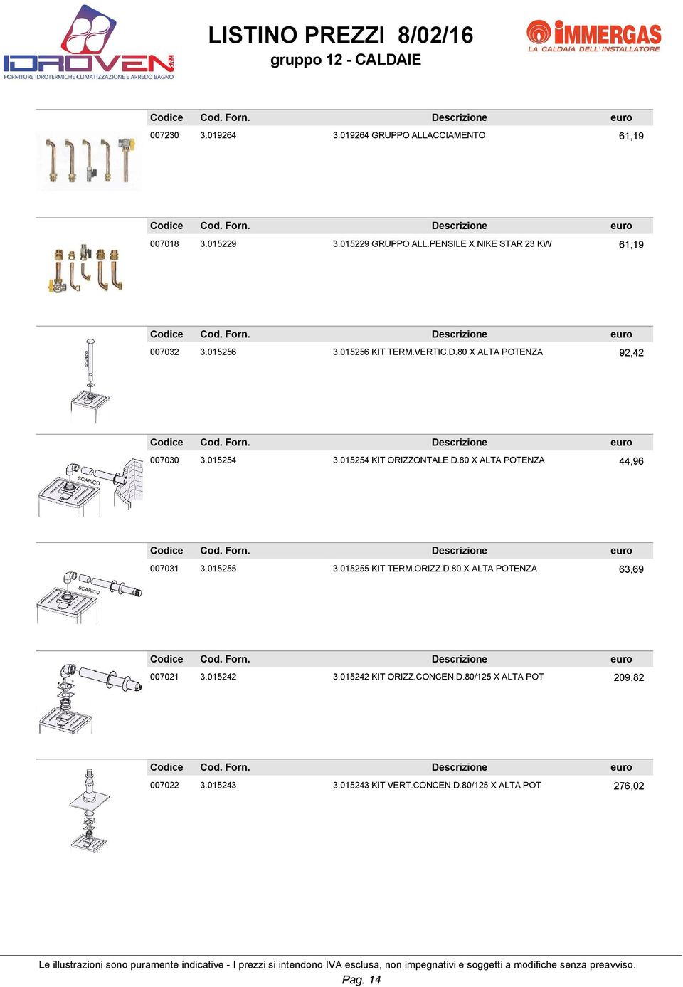 015254 3.015254 KIT ORIZZONTALE D.80 X ALTA POTENZA 44,96 007031 3.015255 3.015255 KIT TERM.ORIZZ.D.80 X ALTA POTENZA 63,69 007021 3.