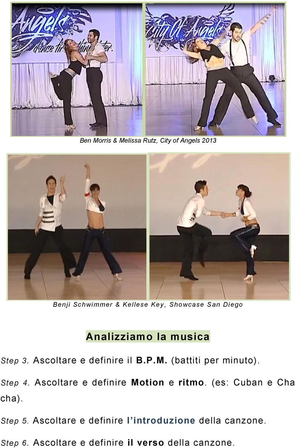 (battiti per minuto). Step 4. Ascoltare e definire Motion e ritmo. (es: Cuban e Cha cha).