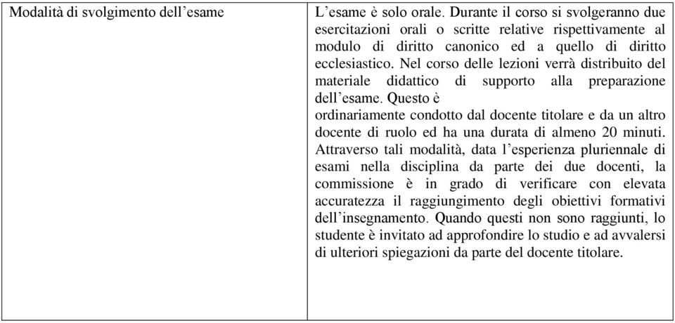 Questo è ordinariamente condotto dal docente titolare e da un altro docente di ruolo ed ha una durata di almeno 20 minuti.