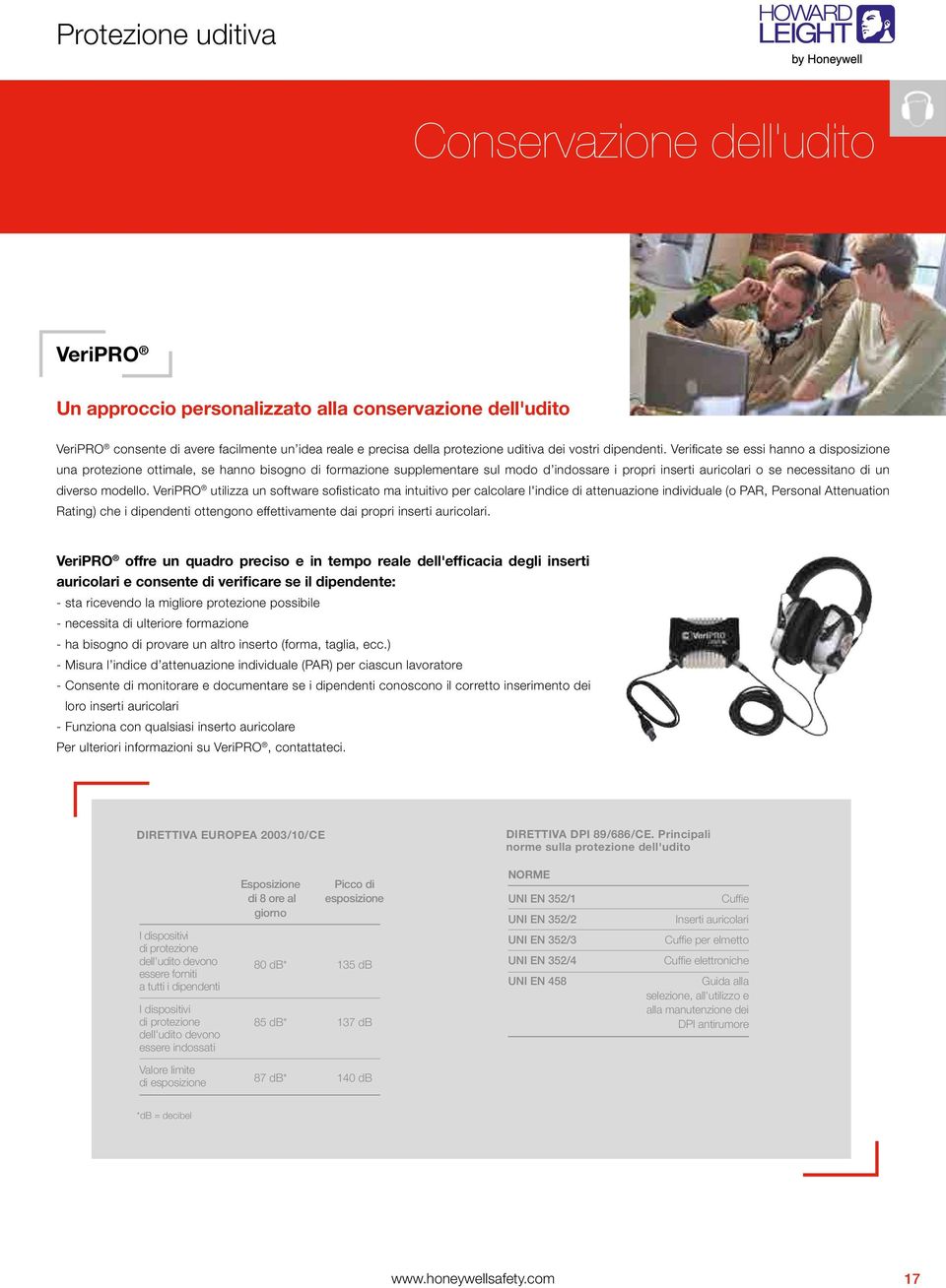 VeriPRO utilizza un software sofi sticato ma intuitivo per calcolare l'indice di attenuazione individuale (o PAR, Personal Attenuation Rating) che i dipendenti ottengono effettivamente dai propri