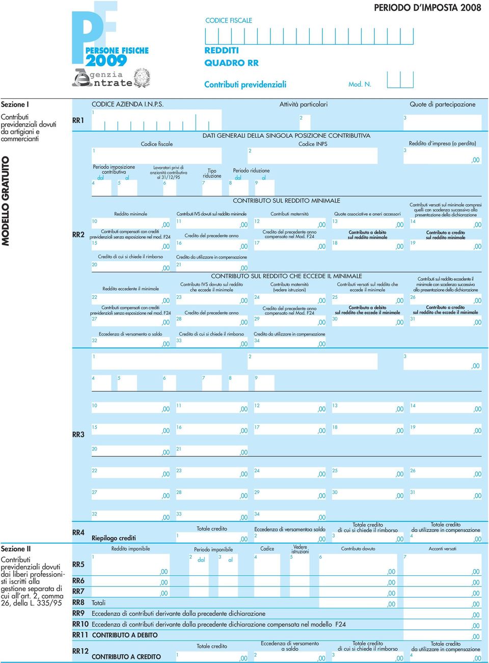 zione I Contributi previdenziali dovuti da artigiani e commercianti RR RR CODICE AZIENDA I.N.P.S.