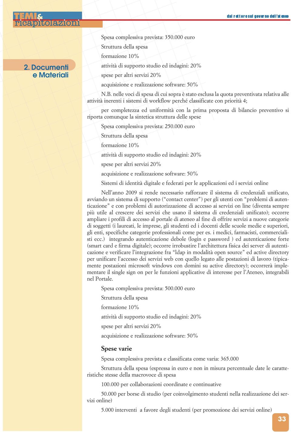 prima proposta di bilancio preventivo si riporta comunque la sintetica struttura delle spese Spesa complessiva prevista: 250.