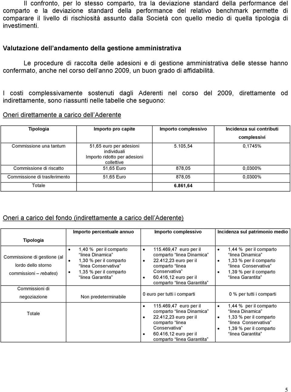 Valutazione dell andamento della gestione amministrativa Le procedure di raccolta delle adesioni e di gestione amministrativa delle stesse hanno confermato, anche nel corso dell anno 2009, un buon