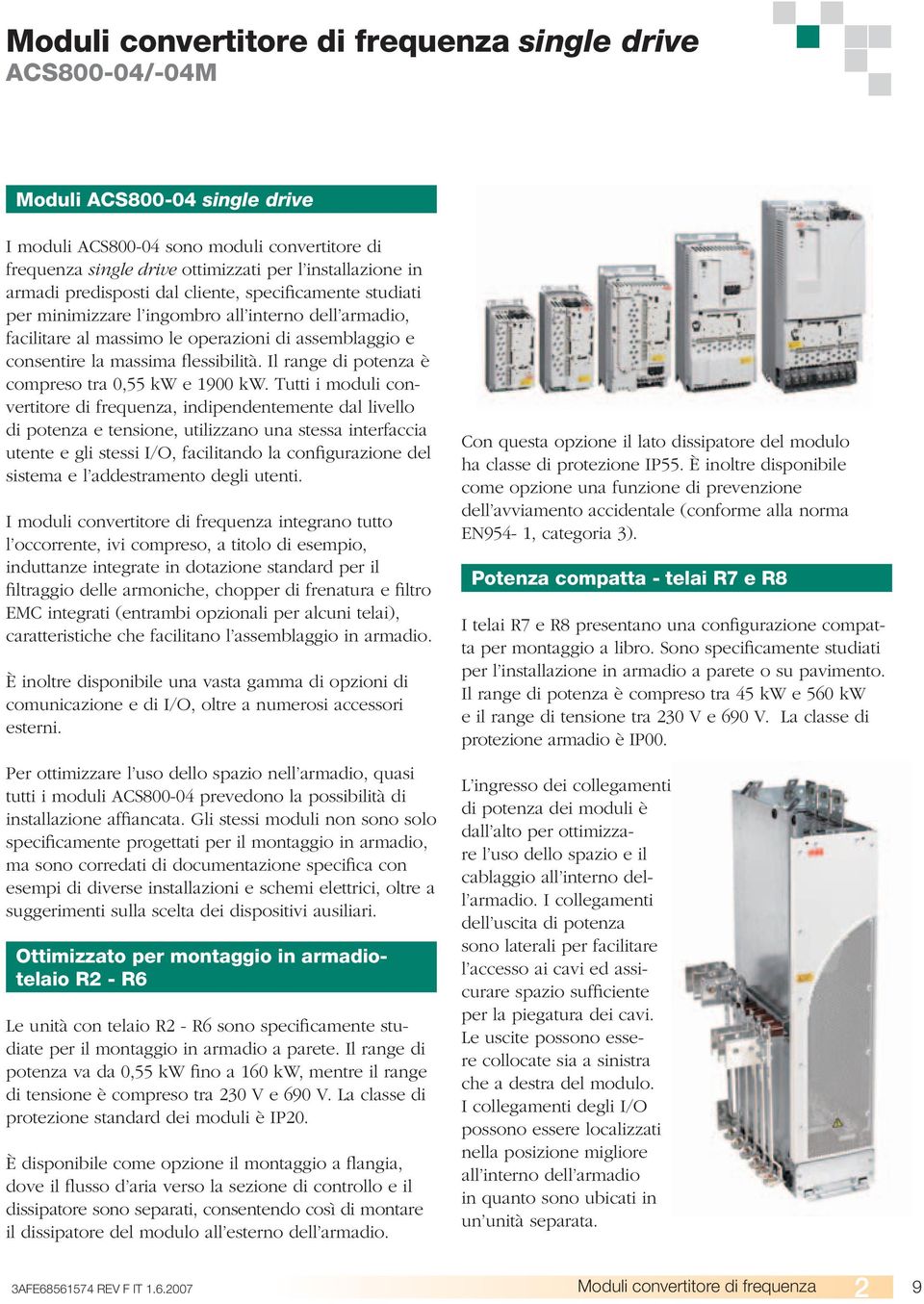 Il range di potenza è compreso tra 0,55 kw e 1900 kw.