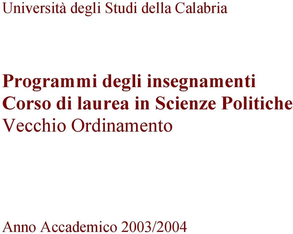 laurea in Scienze Politiche Vecchio