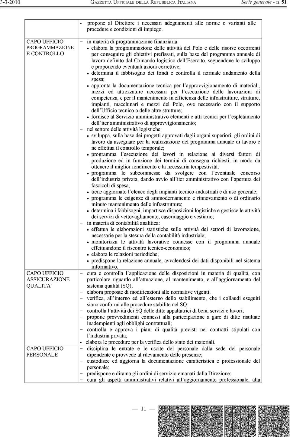 risorse occorrenti per conseguire gli obiettivi prefissati, sulla base del programma annuale di lavoro definito dal Comando logistico dell Esercito, seguendone lo sviluppo e proponendo eventuali