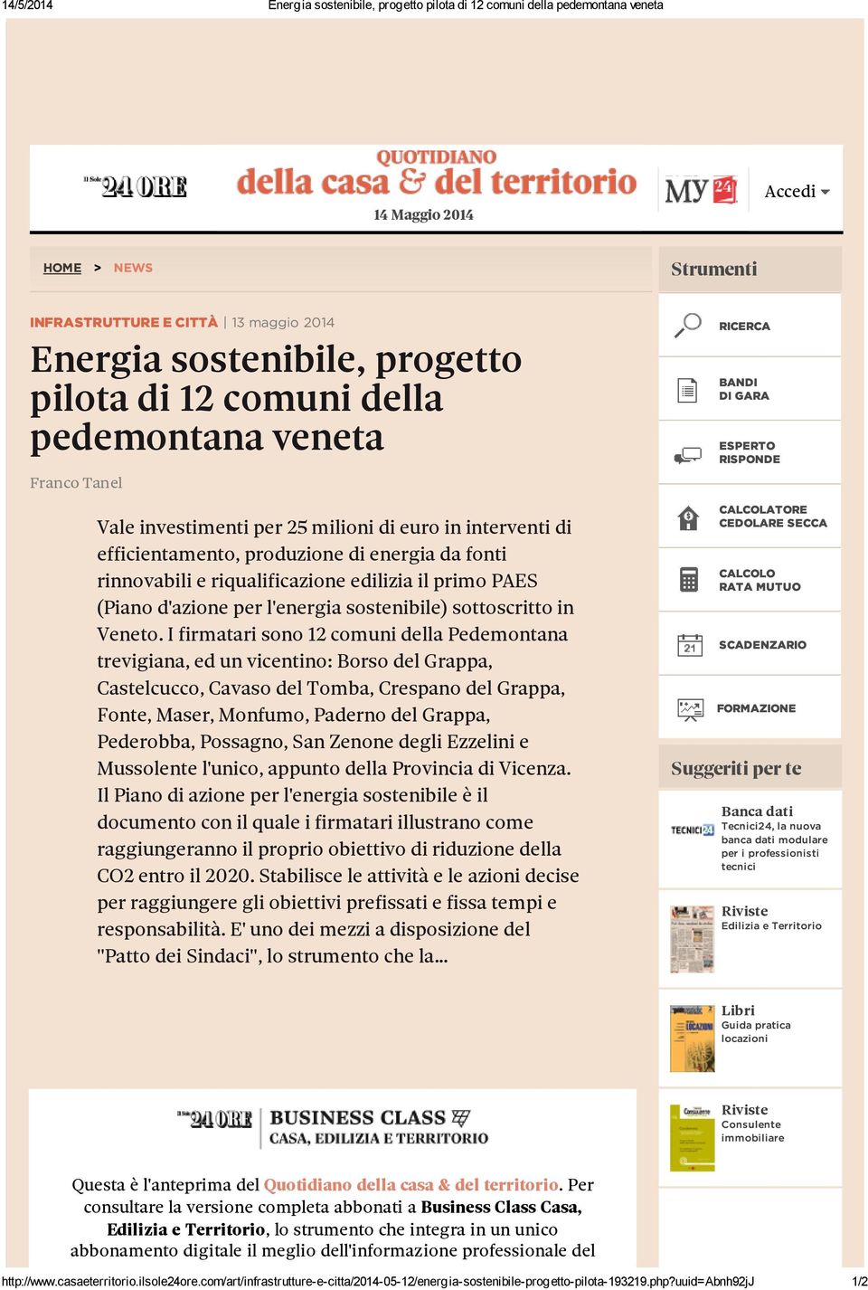 fonti rinnovabili e riqualificazione edilizia il primo PAES (Piano d'azione per l'energia sostenibile) sottoscritto in Veneto.