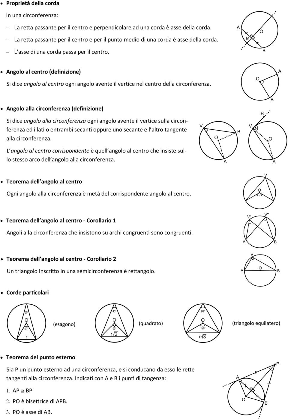 Angolo al centro (definizione) Si dice angolo al centro ogni angolo avente il vertice nel centro della circonferenza.