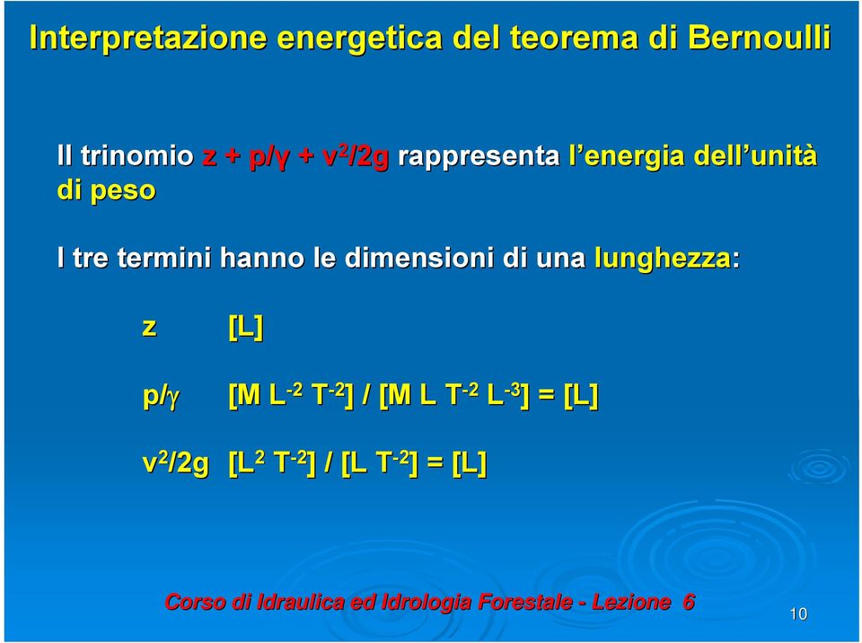 tre termini hanno le dimensioni di una lunghezza: z p/γ [L] [M