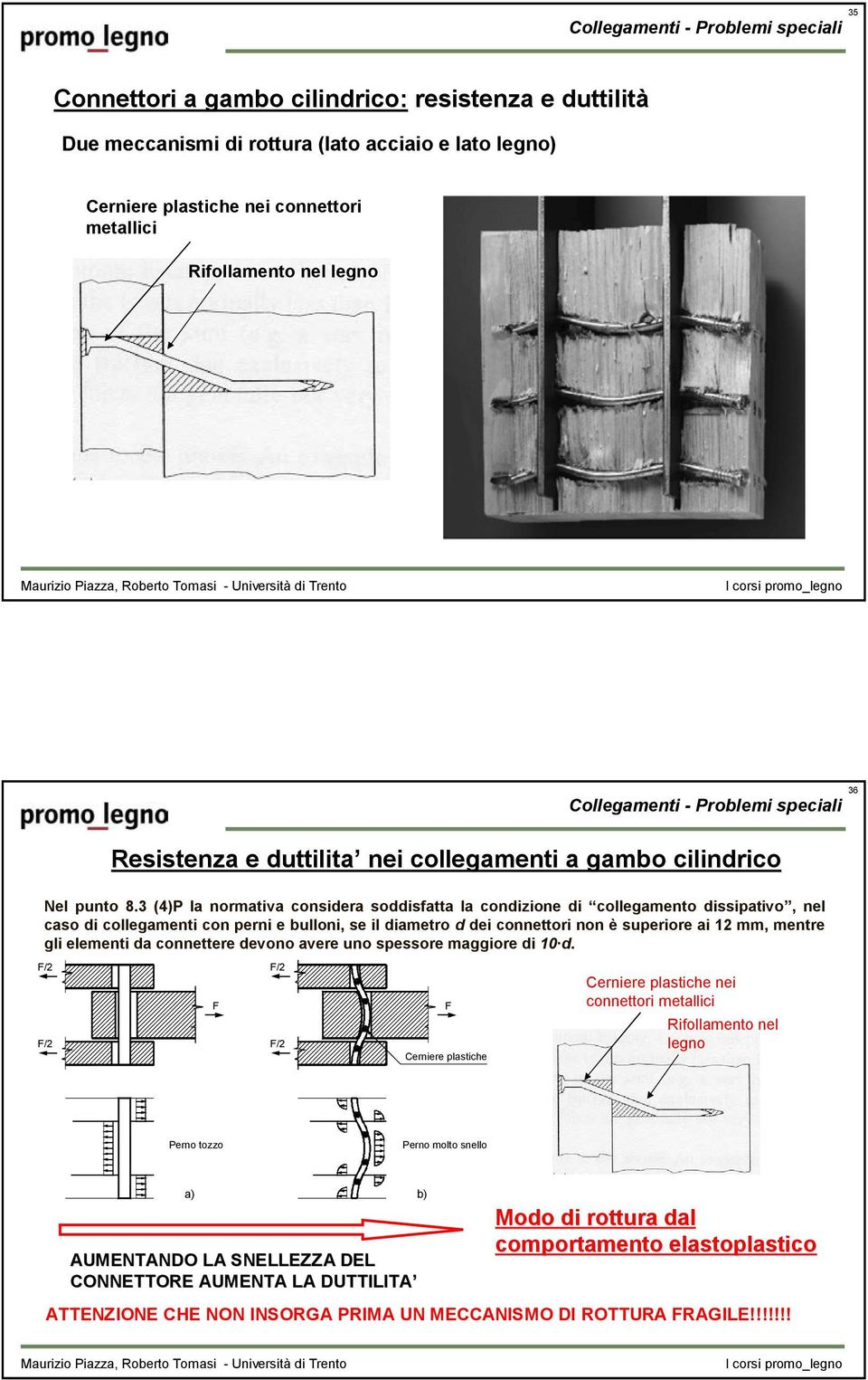 3 (4)P la normativa considera soddisfatta la condizione di collegamento dissipativo, nel caso di collegamenti con perni e bulloni, se il diametro d dei connettori non è superiore ai 12 mm, mentre gli