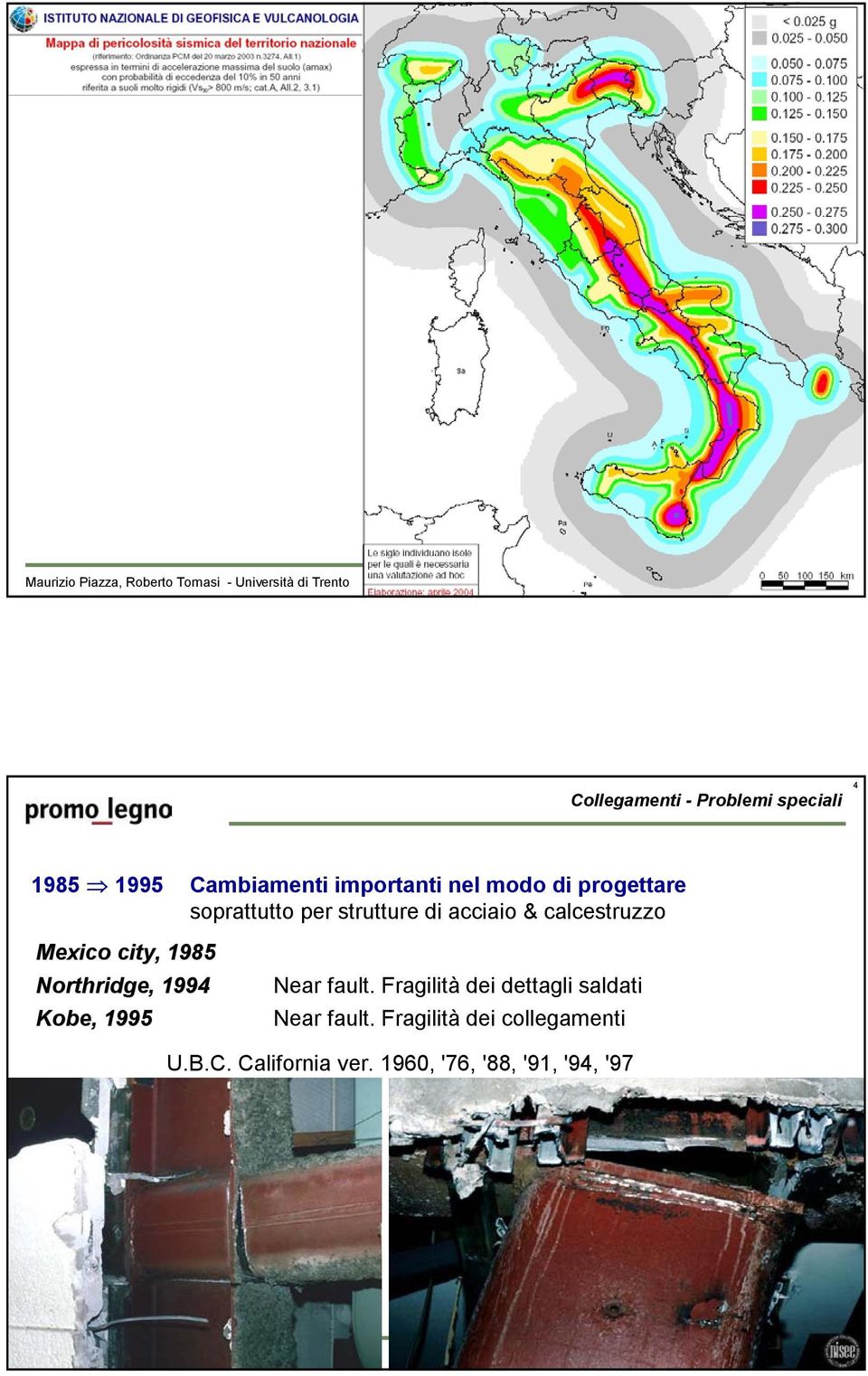 1994 Near fault. Fragilità dei dettagli saldati Kobe,, 1995 Near fault.