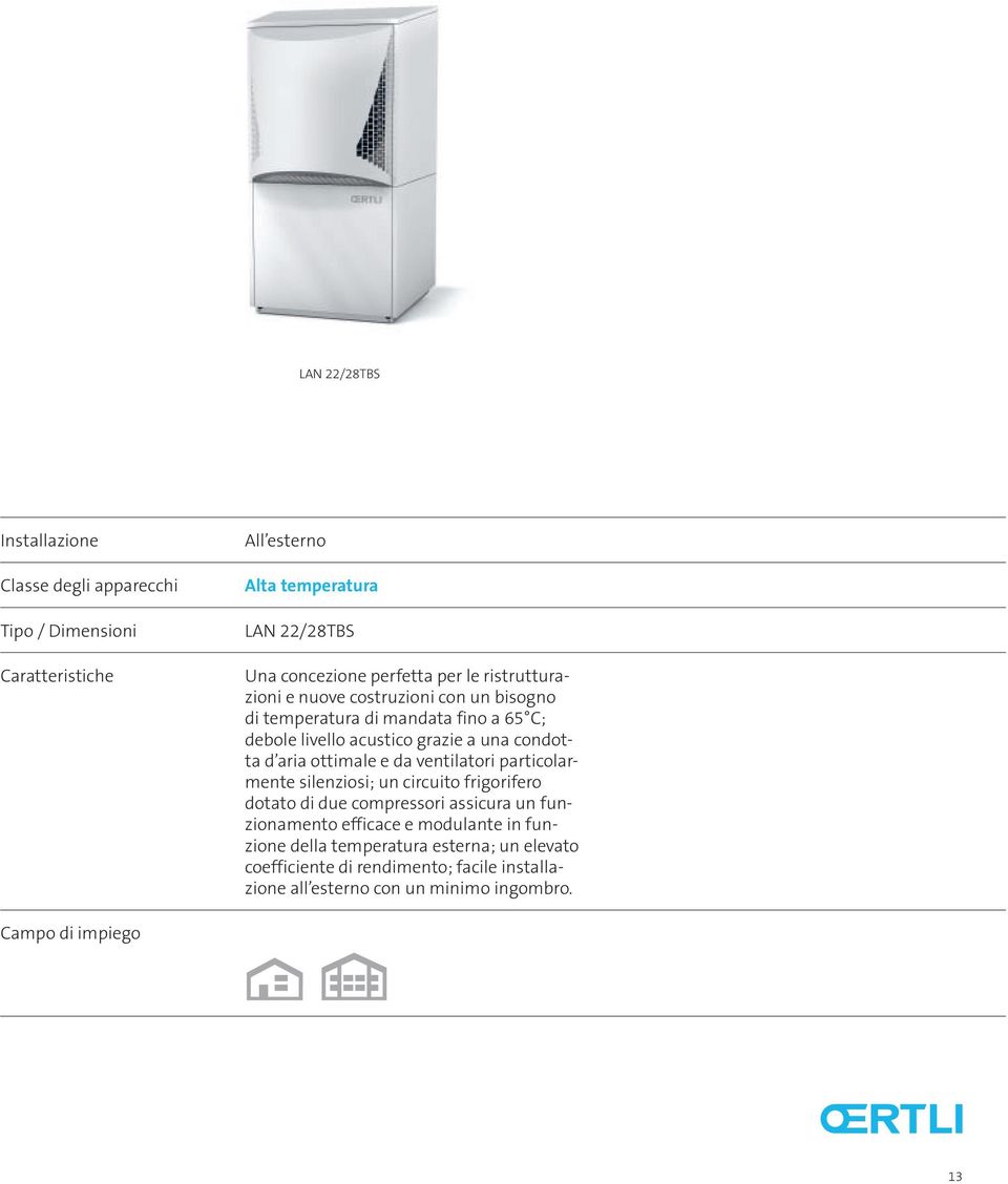 ottimale e da ventilatori particolarmente silenziosi; un circuito frigorifero dotato di due compressori assicura un funzionamento efficace e modulante