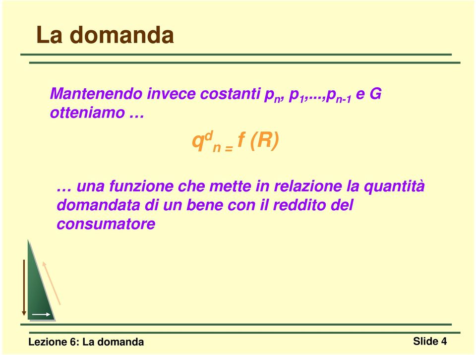 mette in relazione la quantità domandata di un bene