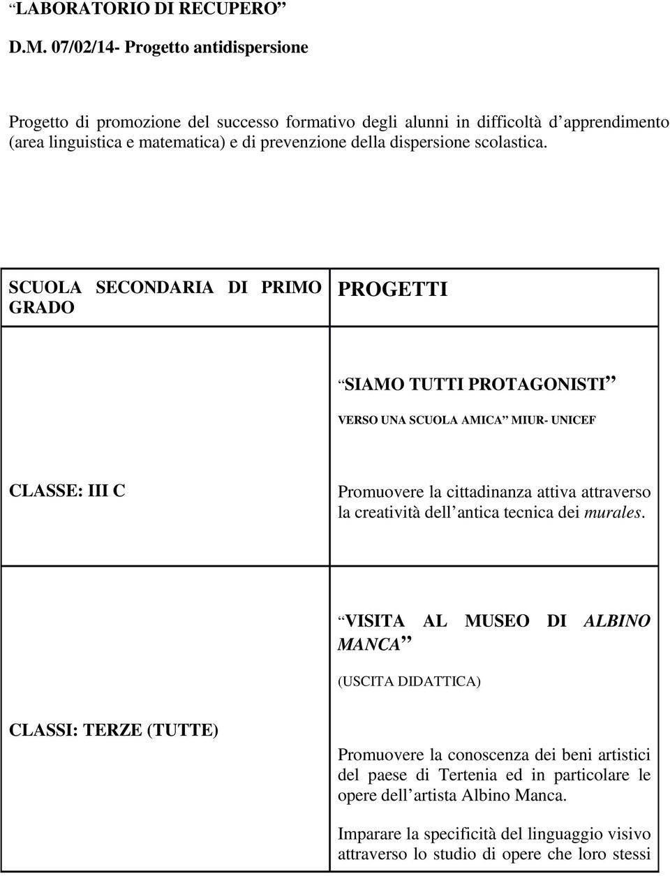 dispersione scolastica.